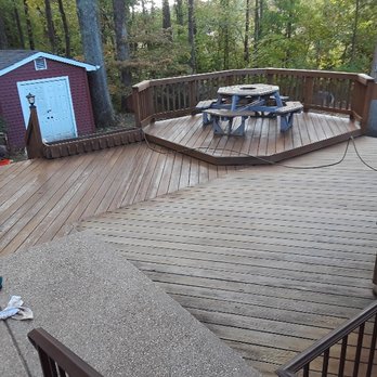 Callan's Pristine Services - last untreated section of deck on lower right of photo - Pressure Washers Near Me
