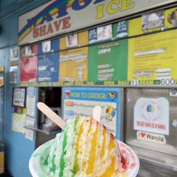 Waiola Shave Ice - Large Obama's Rainbow (lemon lime, cherry, passion fruit) with condense milk - Ice Cream & Frozen Yogurt Near Me - Honolulu, Hawaii Waiola Shave Ice - Large Obama's Rainbow (lemon lime, cherry, passion fruit) with condense milk - Ice Cream & Frozen Yogurt Near Me - Honolulu, Hawaii