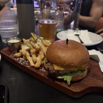 Spark Kitchen and Bar - Cheeseburger with truffle fries - Cocktail Bars Near Me - Richmond, British Columbia