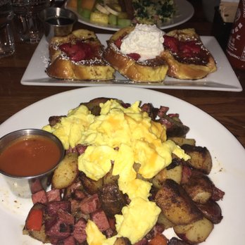 Red Eye Cafe - My inner fat boy was calling today. French Toast, corn beef & Eggs. & in the background green eggs and Ham with fresh fruit on the side - Cafes Near Me - Montclair, New Jersey Red Eye Cafe - My inner fat boy was calling today. French Toast, corn beef & Eggs. & in the background green eggs and Ham with fresh fruit on the side - Cafes Near Me - Montclair, New Jersey