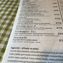Pizzeria La Gamba - Part of pizza menu