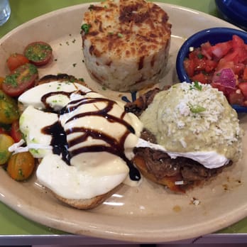 Snooze, an A.M. Eatery - Benny Duo with Chilaquiles Benedict and the Bella! Bella! Benny. It was amazing! - Breakfast & Brunch Near Me - Centennial, Colorado