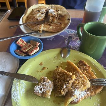 Cafe Rae - Half a stack of chocolate chip pancakes & Cafe Rae special French toast? - Breakfast & Brunch Near Me - San Clemente, California Cafe Rae - Half a stack of chocolate chip pancakes & Cafe Rae special French toast? - Breakfast & Brunch Near Me - San Clemente, California