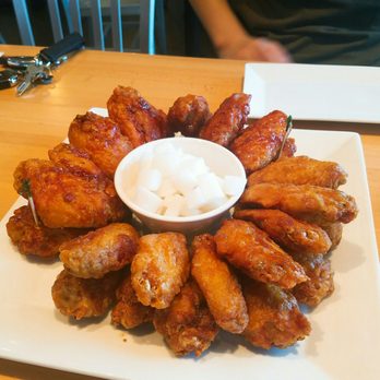 Bonchon Costa Mesa - Half spicy and half soy garlic - Chicken Wings Near Me - Costa Mesa, California