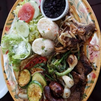 Las Delicias - Combination platter for two! Steak, chicken, pork chops and Guatemalan sausage. Great portions for an amazing price of $35!! Love it!! - Salvadoran Near Me - Chicago, Illinois Las Delicias - Combination platter for two! Steak, chicken, pork chops and Guatemalan sausage. Great portions for an amazing price of $35!! Love it!! - Salvadoran Near Me - Chicago, Illinois