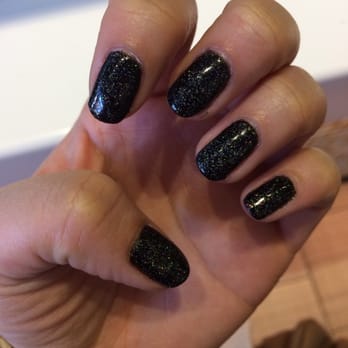 Grand Nails - Black w/ glitter gel nails - Nail Salons Near Me - Oakland, California Grand Nails - Black w/ glitter gel nails - Nail Salons Near Me - Oakland, California