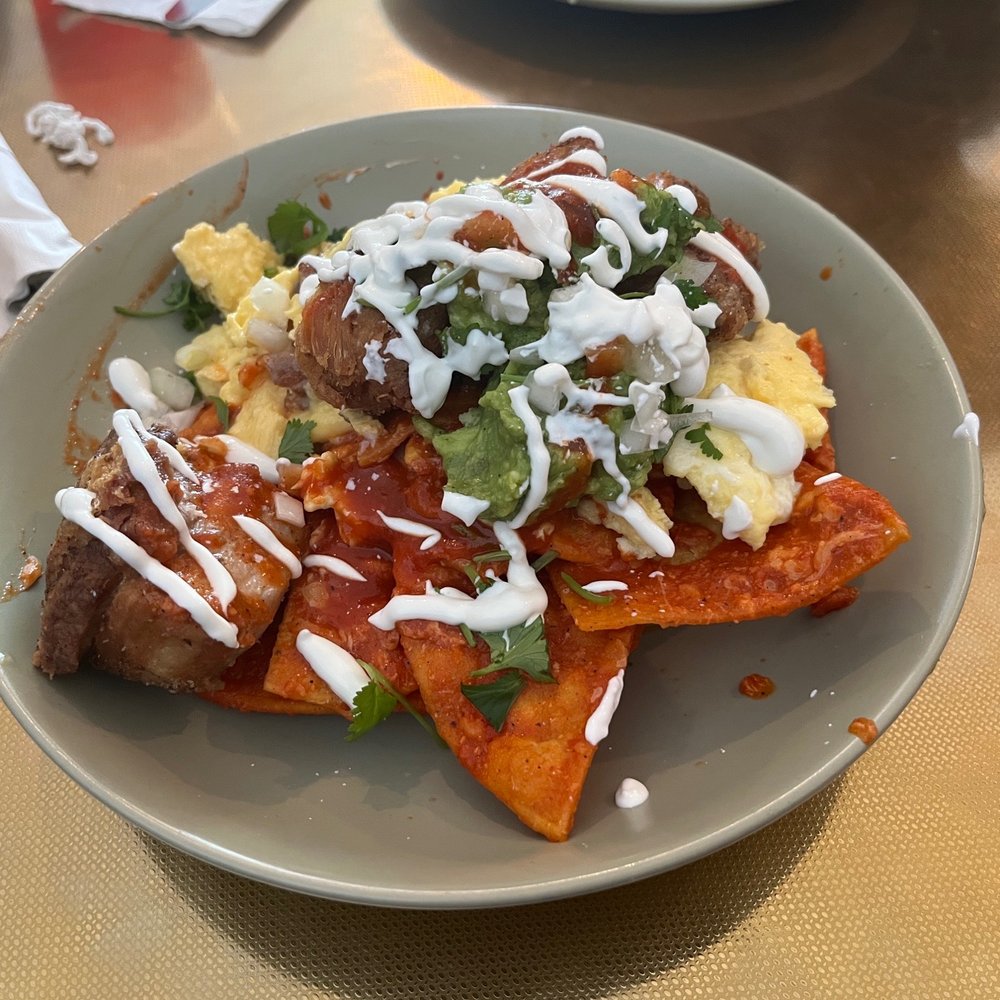 Chismosa Cafe - Chismosa Chilaquiles with added pork belly - New Mexican Cuisine Near Me - Covina, California Chismosa Cafe - Chismosa Chilaquiles with added pork belly - New Mexican Cuisine Near Me - Covina, California