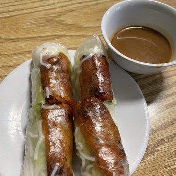 Pho Binh Minh - Grilled pork spring rolls with their peanut sauce...YUUUM - Vietnamese Near Me - Stockton, California