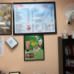 Deluxe Nails & Spa - These are the prices BUT they will up charge you! I got a gel fill in and it was 28 with no repairs or anything.