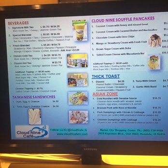 Cloud Nine Cafe Hawaii - Menu - Desserts Near Me - Honolulu, Hawaii