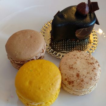 Sabletine Fine Pastries - Seen here: 4/12 treats (chocolate hazelnut mousse cake, maple sugar, citron, and apple cider macrons). - Desserts Near Me - Waterloo, Ontario