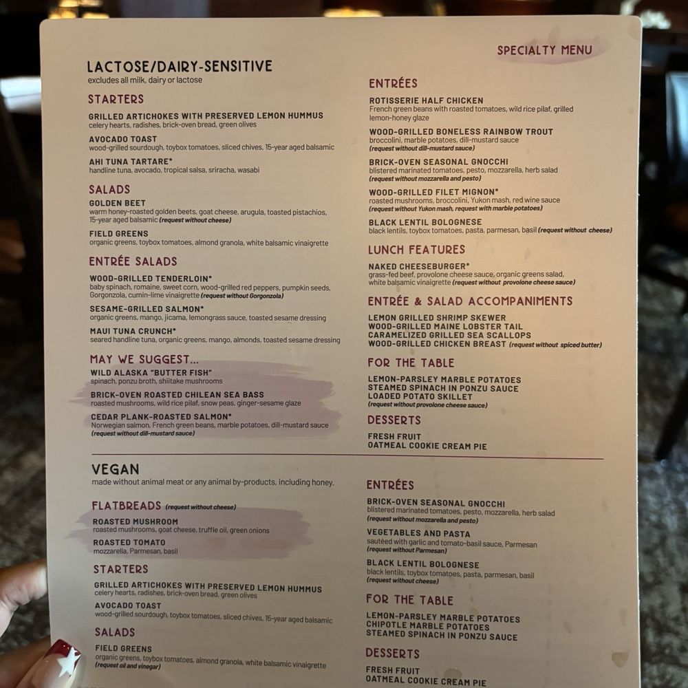 Seasons 52 - Specialty Menu (Lactose-Free and Vegan) - New American Near Me - Houston, Texas Seasons 52 - Specialty Menu (Lactose-Free and Vegan) - New American Near Me - Houston, Texas