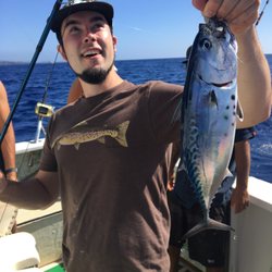 Makai Sportfishing - A little 3 lb Skipjack, or wavy back, tuna that my son caught on his fly rod on a fly that he tied.  He wanted the 12 pounder!