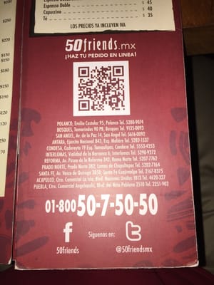 Menu photo 3 50 Friends México, D.F., DIF Menu photo 3 50 Friends México, D.F., DIF