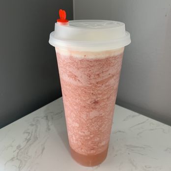 The Whale Tea - Milk Foam Strawberry Tea ($7). Has the cheese foam (but sweetened) and lots of unanticipated crushed ice. Really a slushie. - Bubble Tea Near Me - Storrs, Connecticut The Whale Tea - Milk Foam Strawberry Tea ($7). Has the cheese foam (but sweetened) and lots of unanticipated crushed ice. Really a slushie. - Bubble Tea Near Me - Storrs, Connecticut