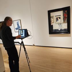 Taubman Museum of Art - A Museum guest and artist got permission to do this on his laptop and gave me permission to photograph him in action.