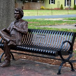Cornelius Town Hall - Town Art - Sit down and have a chat with Mark Twain in from of the Library