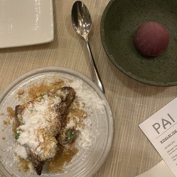 PAI Honolulu - Fois gras snow sprinkled French toast and blueberry vodka gelato - New American Near Me - Honolulu, Hawaii PAI Honolulu - Fois gras snow sprinkled French toast and blueberry vodka gelato - New American Near Me - Honolulu, Hawaii