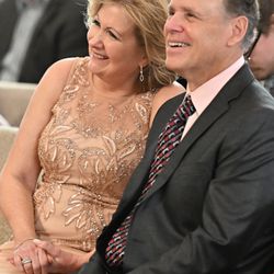 Bridge Street Wedding Chapel - The groom's parents smiled at their son at the Bridge St. Wedding Chapel during the ceremony.  Candids are a highlight of Holmes Photography