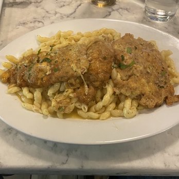 BenCotto - Boston - Veal Francese on a bed of fresh fusilli pasta - Italian Near Me - Boston, Massachusetts