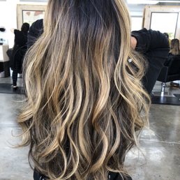 Dark brown/almost black to this blonde balayage Dark brown/almost black to this blonde balayage