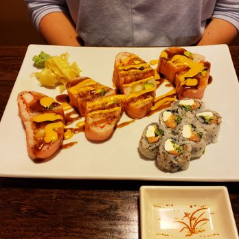 Fugu Sushi - Pink Lady roll (left) California roll (right) - Japanese Near Me - Pickerington, Ohio