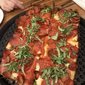 Sergio's - Detroit Trio Pepperoni.  What an awesome pie. - Pizza Near Me - Midlothian, Virginia