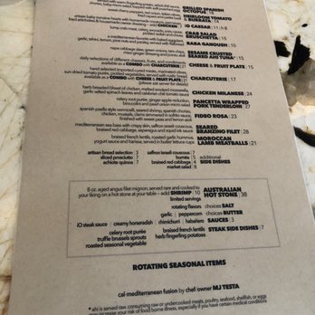 insideOUT - Regular menu.... happy hour menu is much better! LOL - Lounges Near Me - San Diego, California