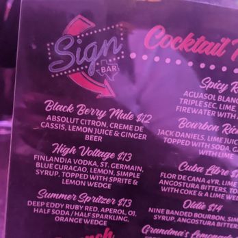 Sign Bar - Nice cocktail menu - Bars Near Me - Austin, Texas