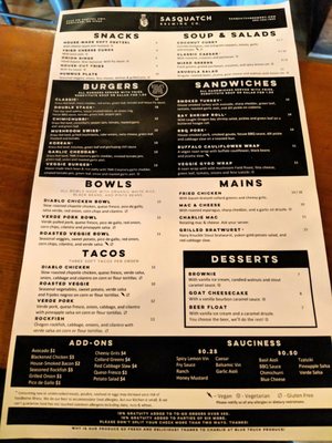 Menu photo 6 Sasquatch Brewery Portland, OR