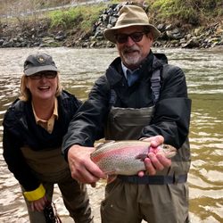 Unreel Fly Fishing Tenkara Guide Service - Big 20" widebody rainbow. Couldn't have done it without John Miko's excellent guiding.