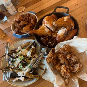 River Roast - Roast Chicken, Grilled Carrots, RR Potatoes and Golden Gobbets - American Near Me - Chicago, Illinois River Roast - Roast Chicken, Grilled Carrots, RR Potatoes and Golden Gobbets - American Near Me - Chicago, Illinois