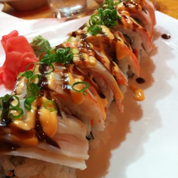 Kanki - Poseidon Roll : lobster, shrimp tempura, cream cheese, scallions, massago, & kani - Japanese Near Me - Raleigh, North Carolina Kanki - Poseidon Roll : lobster, shrimp tempura, cream cheese, scallions, massago, & kani - Japanese Near Me - Raleigh, North Carolina