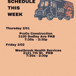 Sips Coffee Truck - Daily location