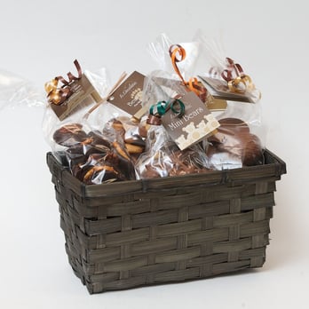 Le Chocolatier - a wicker basket filled with chocolates - Chocolatiers & Shops Near Me - Canmore, Alberta Le Chocolatier - a wicker basket filled with chocolates - Chocolatiers & Shops Near Me - Canmore, Alberta