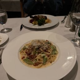 linguini with asparagus and sun-dried tomatoes & pork chop linguini with asparagus and sun-dried tomatoes & pork chop