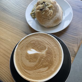 Timeless Coffee - Soy latte and pesto bun - Coffee & Tea Near Me - Oakland, California Timeless Coffee - Soy latte and pesto bun - Coffee & Tea Near Me - Oakland, California