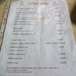 Indian Shop - Speise- und Getränkekarte