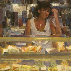 Lee Youngman Galleries - "Lady Behind the Bar" 20x16 by James Crandall