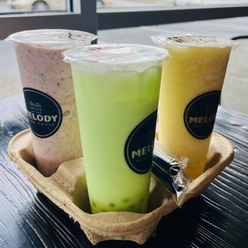 Melody Boba House - All the bobas!! Strawberries and cream, honeydew with popping boba and pineapple smoothie with popping boba - Bubble Tea Near Me - Puyallup, Washington