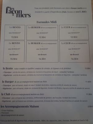Menu photo 3 Les Façonniers Toulouse, 31 Menu photo 3 Les Façonniers Toulouse, 31