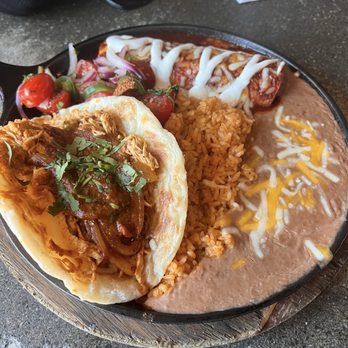 Nacho Daddy - Signature Taco-Enchilada Combo with chicken - New American Near Me - Las Vegas, Nevada Nacho Daddy - Signature Taco-Enchilada Combo with chicken - New American Near Me - Las Vegas, Nevada