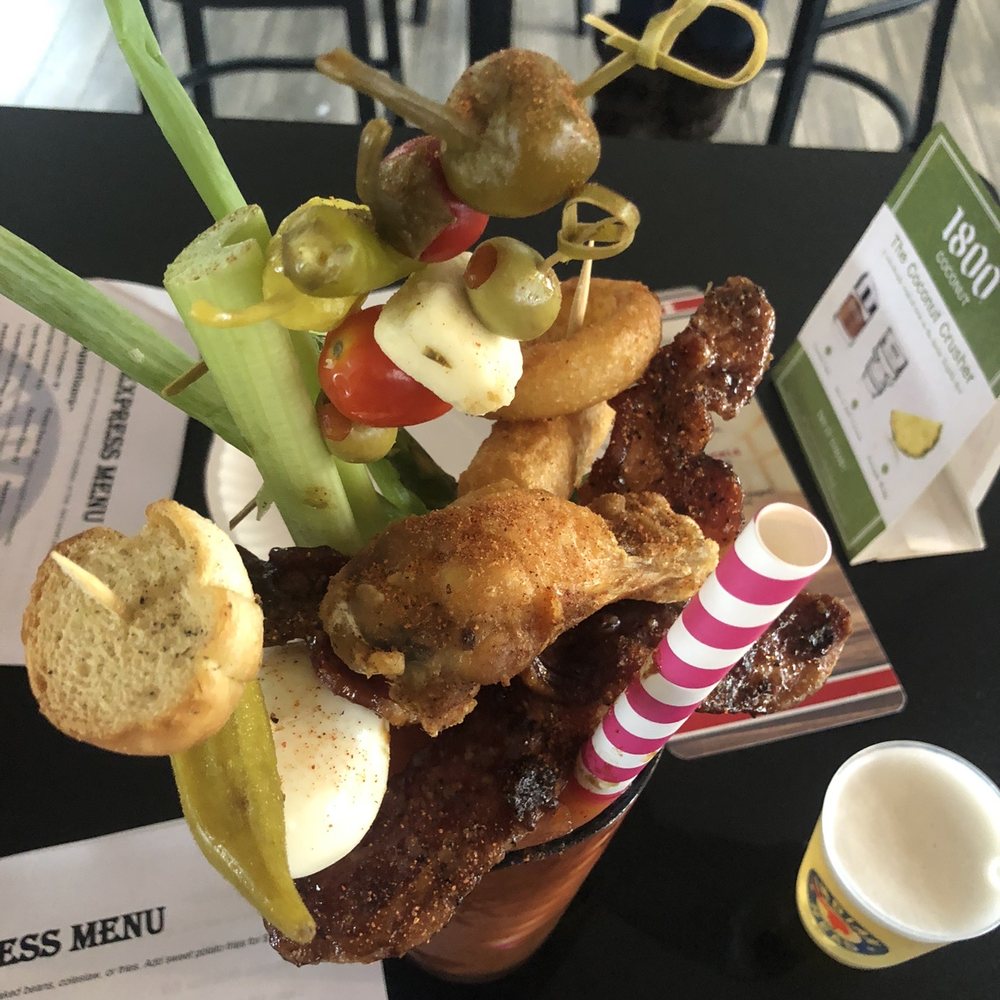 Indian Head Road House - Large loaded Bloody Mary, hold the shrimp, extra bacon. A meal by itself. - American Near Me - Russells Point, Ohio Indian Head Road House - Large loaded Bloody Mary, hold the shrimp, extra bacon. A meal by itself. - American Near Me - Russells Point, Ohio