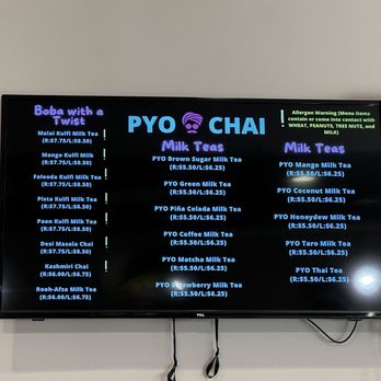 PYO Chai - Menu as of 10/19/2024 - Bubble Tea Near Me - Stewart Manor, New York PYO Chai - Menu as of 10/19/2024 - Bubble Tea Near Me - Stewart Manor, New York