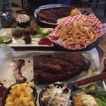 Double B's BBQ - Two half racks bacon balls and fries - Barbeque Near Me - West Allis, Wisconsin