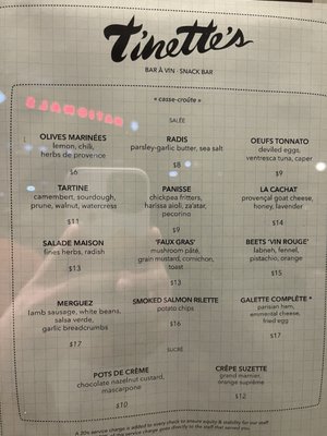 Menu photo 1 Tinette’s Washington, DC, DC
