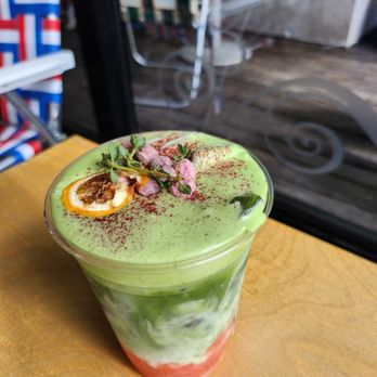 Daydrift - Strawberry Yuzu Matcha Latte - Coffee & Tea Near Me - Costa Mesa, California Daydrift - Strawberry Yuzu Matcha Latte - Coffee & Tea Near Me - Costa Mesa, California