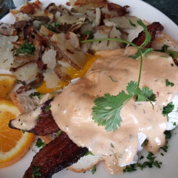 Plums Cafe - The only thing right on this plate was the poached egg - Breakfast & Brunch Near Me - Costa Mesa, California