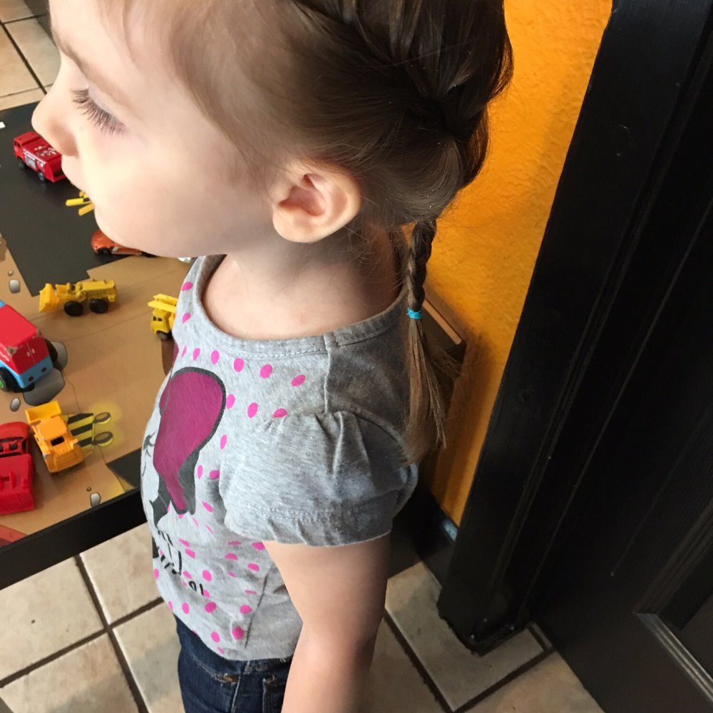 They even did a French braid on both sides. They even did a French braid on both sides.