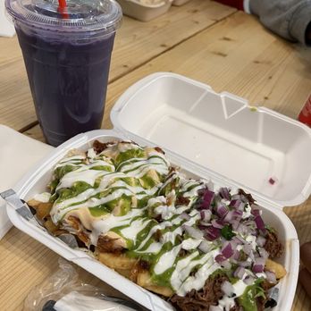 Papi Clary's Kitchen - Ube horchata, half birria and half spicy chicken fries - Asian Fusion Near Me - Concord, California
